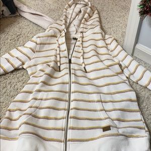 yellow pink and teal stripped zip up ROXY jacket